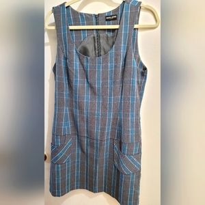 Guess jeans large grey and teal blue lined mini dress/tunic with pockets